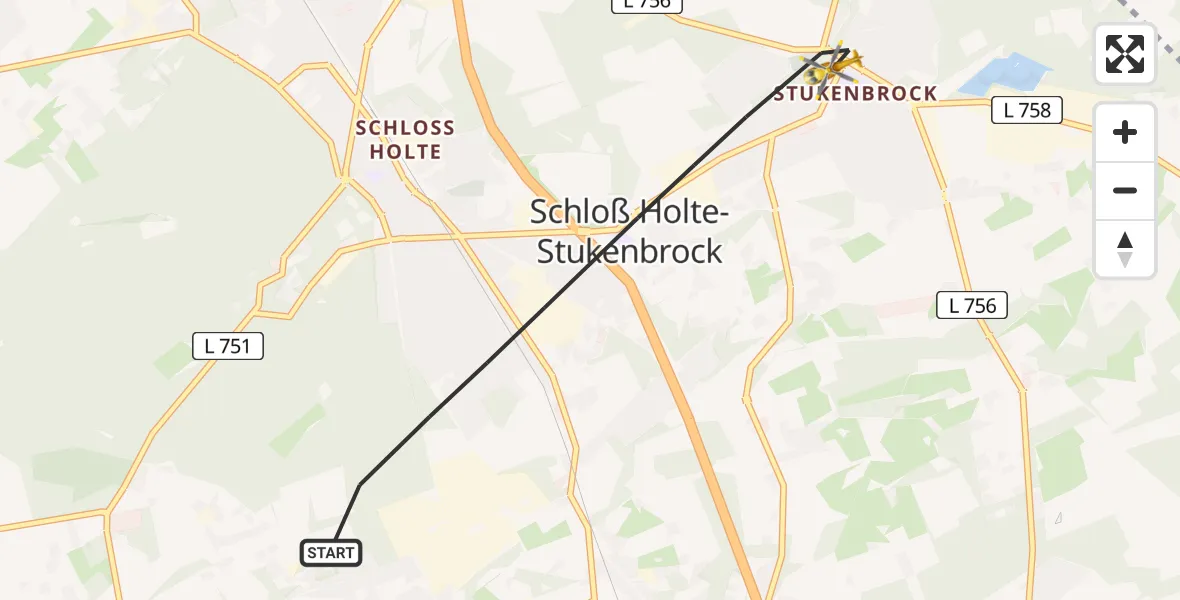 Flugroute Rettungshubschrauber Schloß Holte-Stukenbrock - Schloß Holte-Stukenbrock, 01 Juni 2026, 18:40