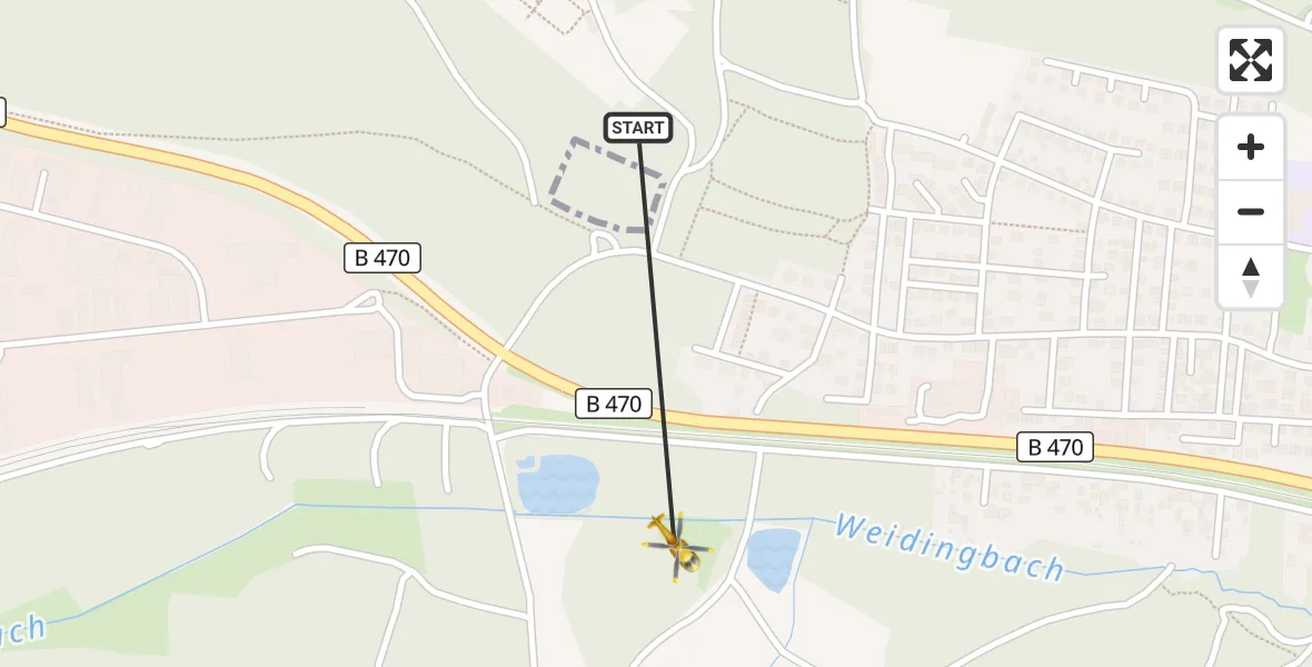 Flugroute Rettungshubschrauber Weiden i.d.OPf. - Weiden i.d.OPf., 01 Juni 2026, 19:17