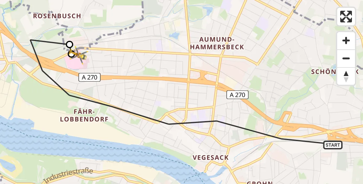 Flugroute Rettungshubschrauber Bremen - Bremen, 01 Juni 2026, 20:19
