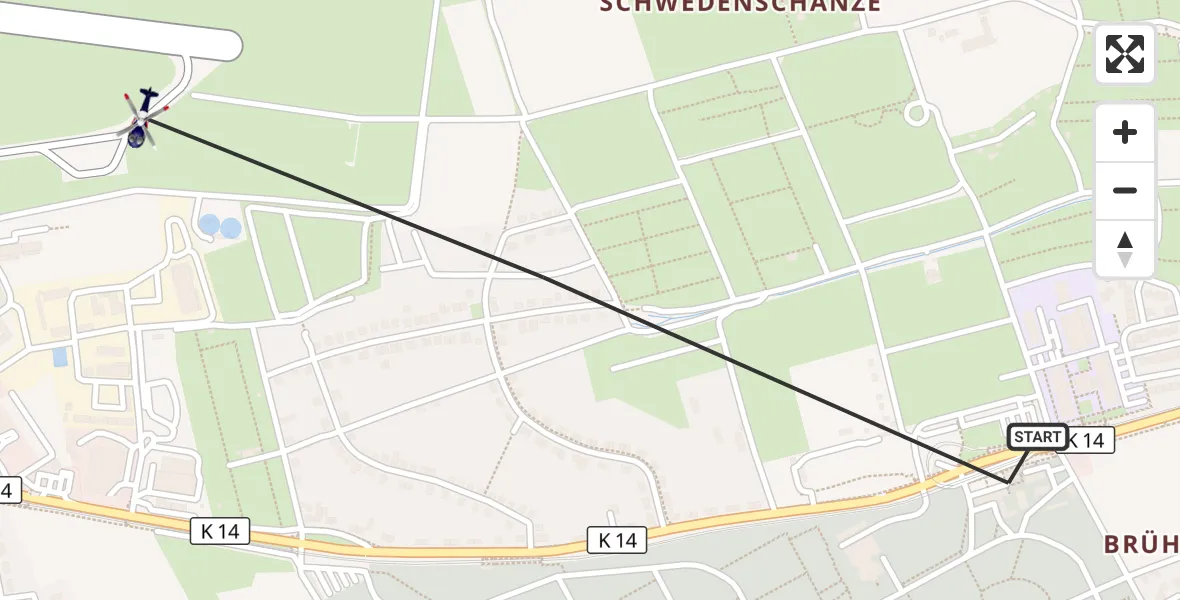 Flugroute Polizeihubschrauber Erfurt - Erfurt-Weimar Flughafen, 01 Juni 2026, 20:37