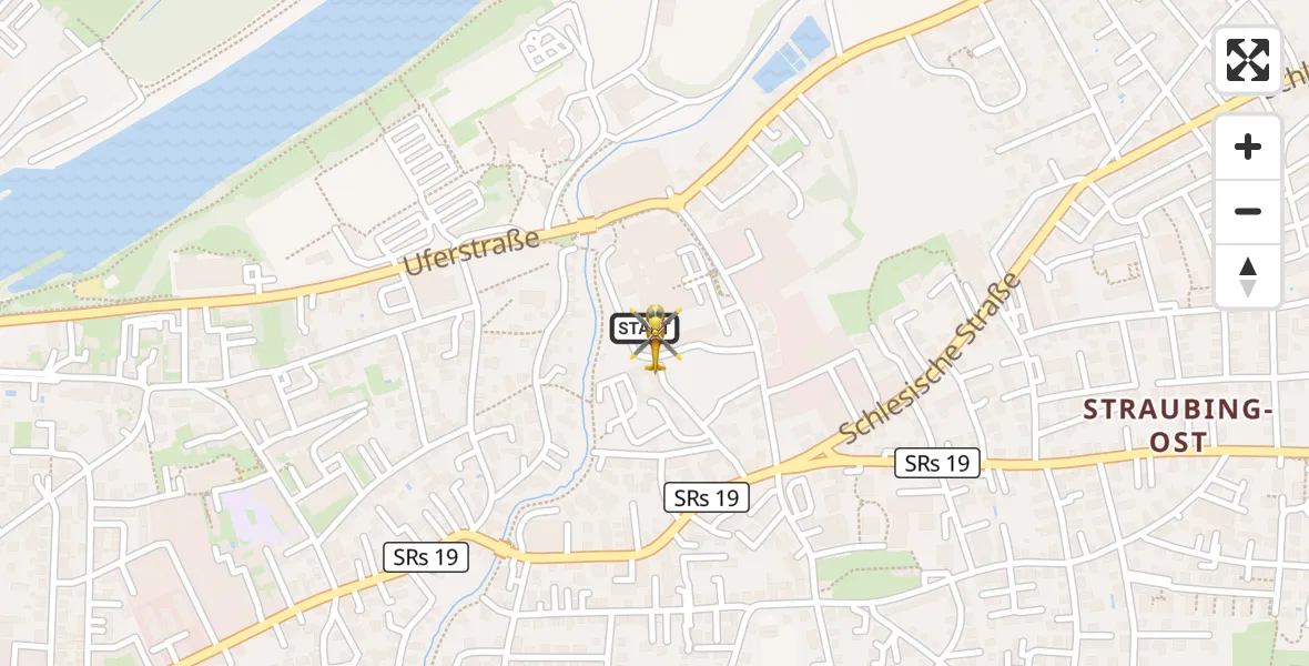 Flugroute Rettungshubschrauber Sankt Elisabeth Hospital Straubing - Sankt Elisabeth Hospital Straubing, 02 Juni 2026, 04:55