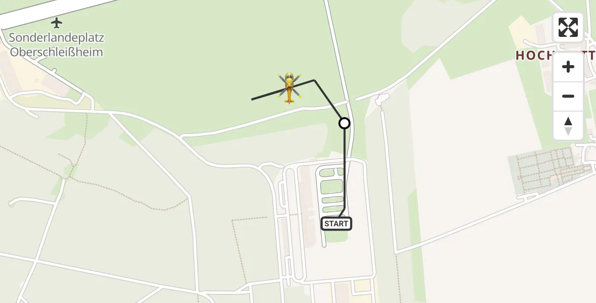 Flugroute Rettungshubschrauber Oberschleißheim - Oberschleissheim Hubschrauberlandeplatz, 02 Juni 2026, 07:42