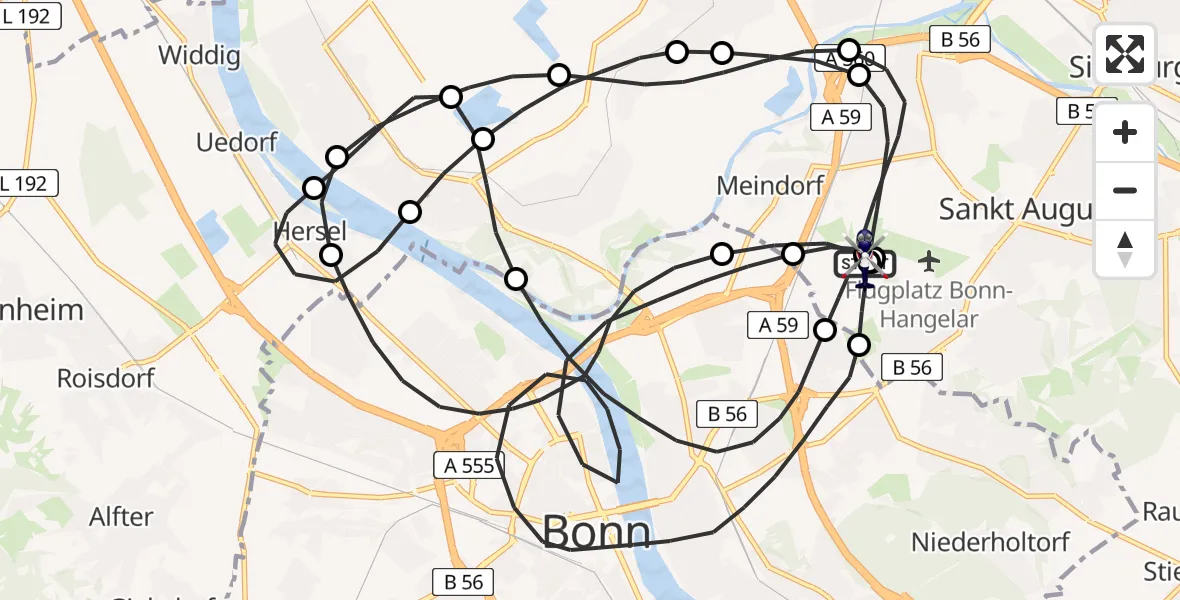 Flugroute Polizeihubschrauber Sankt Augustin - Sankt Augustin, 02 Juni 2026, 07:44