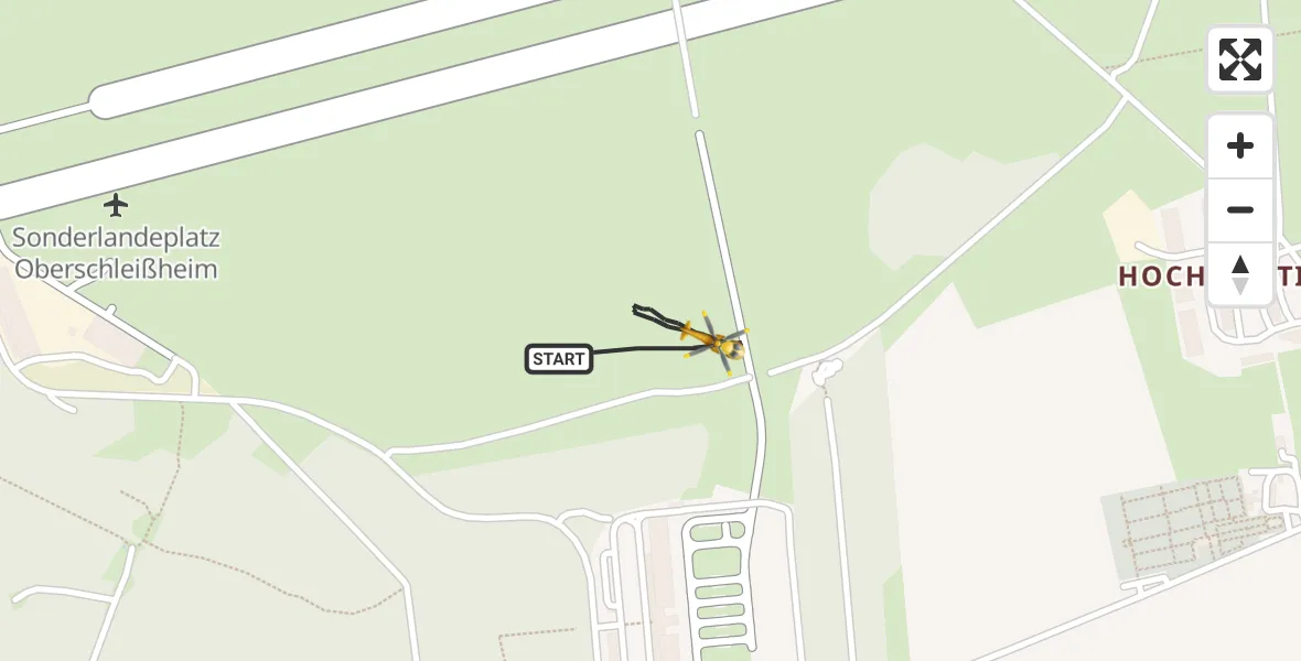 Flugroute Rettungshubschrauber Oberschleissheim Hubschrauberlandeplatz - Oberschleissheim Hubschrauberlandeplatz, 02 Juni 2026, 07:48
