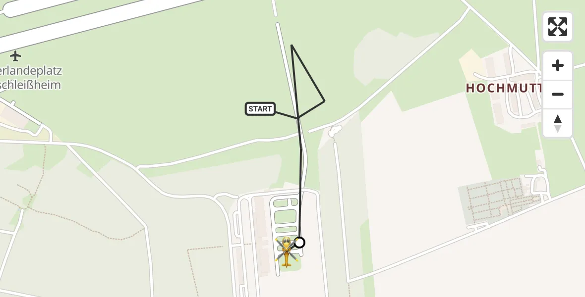 Flugroute Rettungshubschrauber Oberschleissheim Hubschrauberlandeplatz - Oberschleißheim, 02 Juni 2026, 07:53