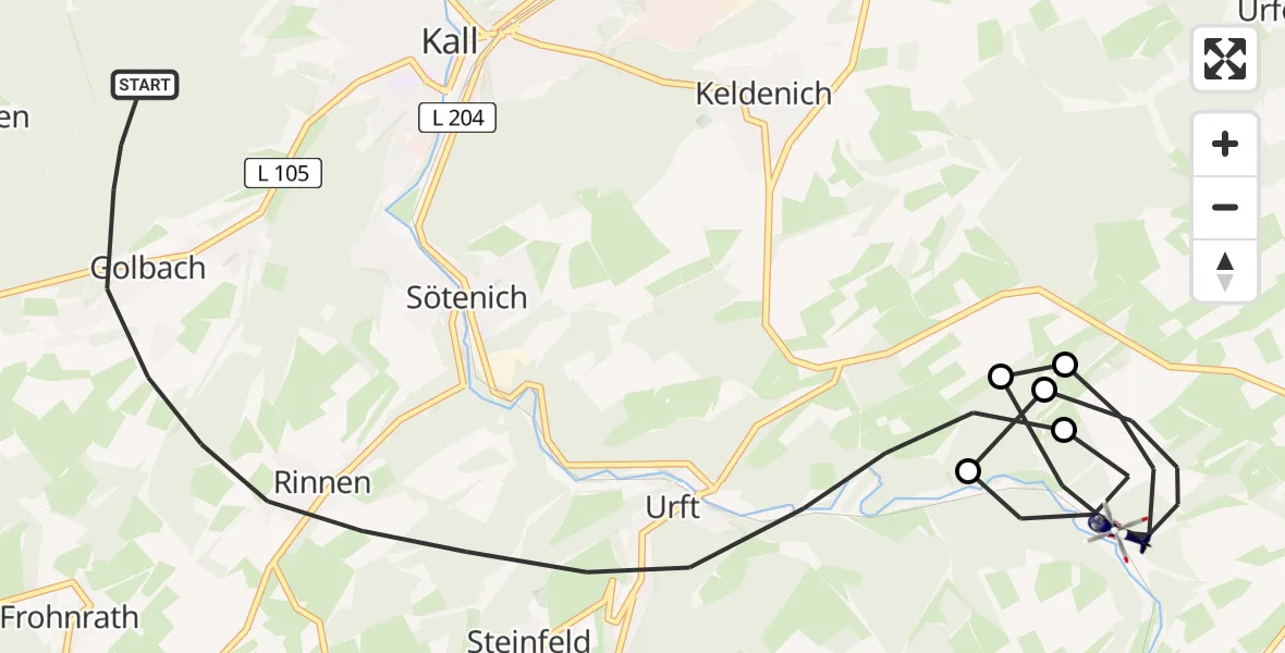 Flugroute Polizeihubschrauber Kall - Nettersheim, 02 Juni 2026, 08:24