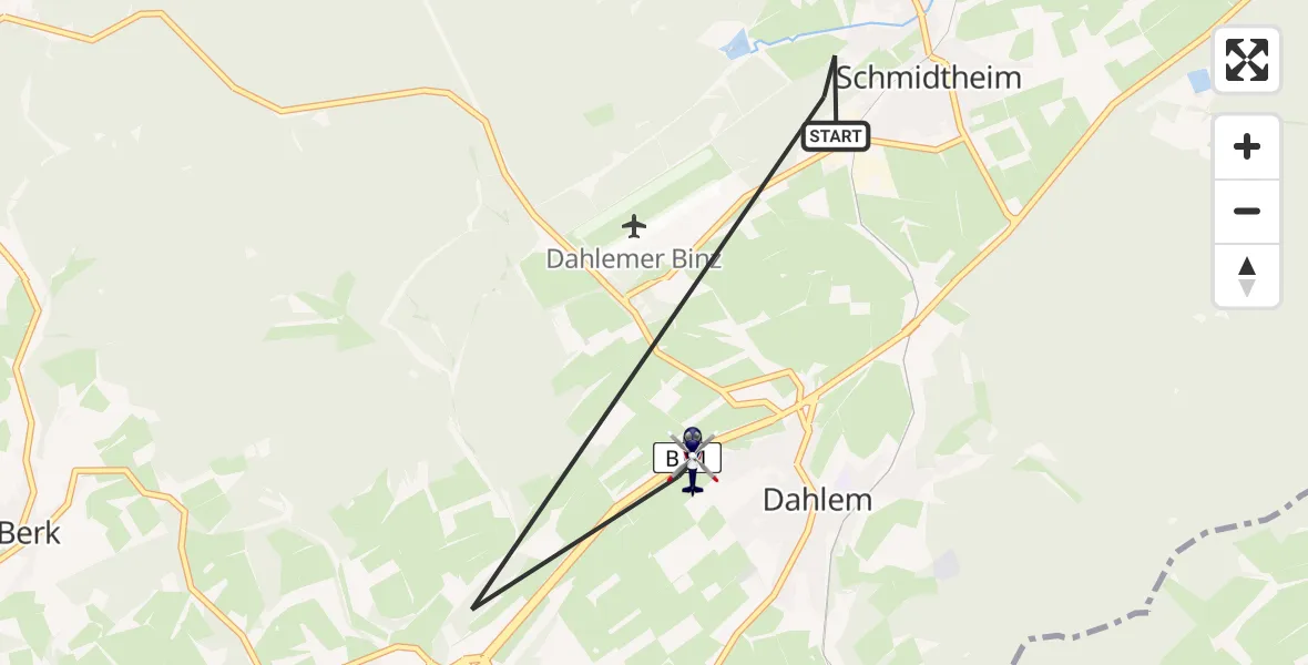 Flugroute Polizeihubschrauber Dahlem - Dahlem, 02 Juni 2026, 08:24