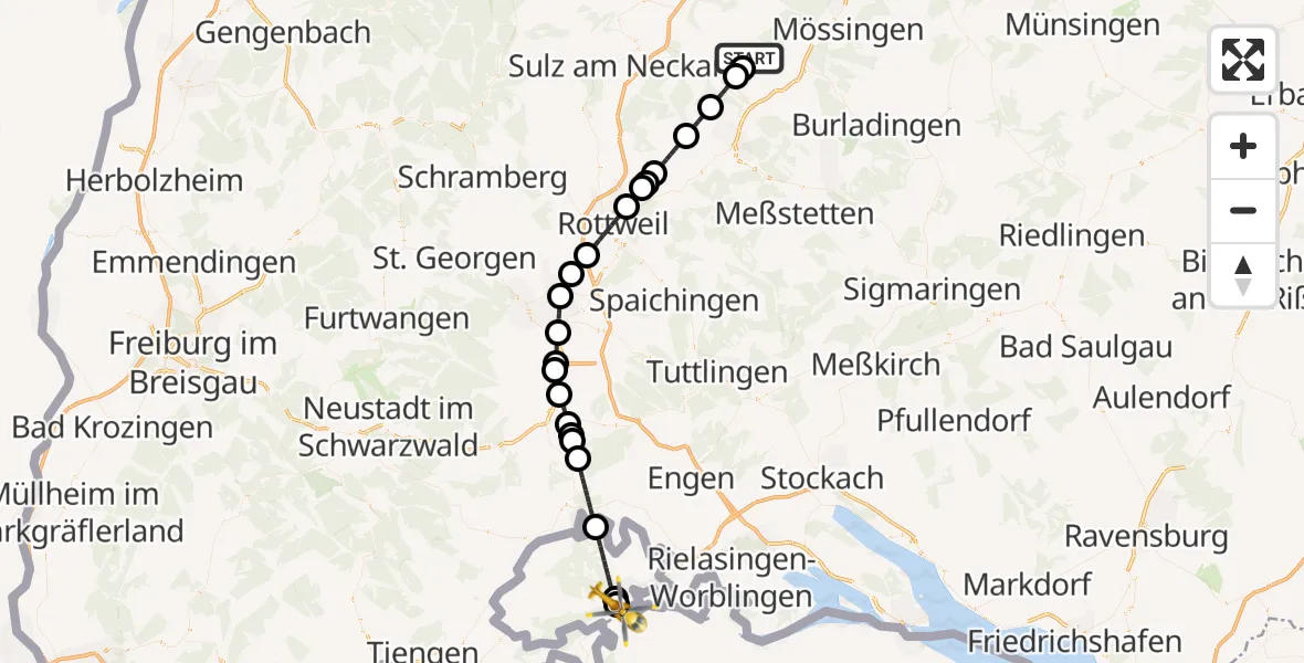 Flugroute Ambulanzhubschrauber Rangendingen - Dachsen, 02 Juni 2026, 08:26