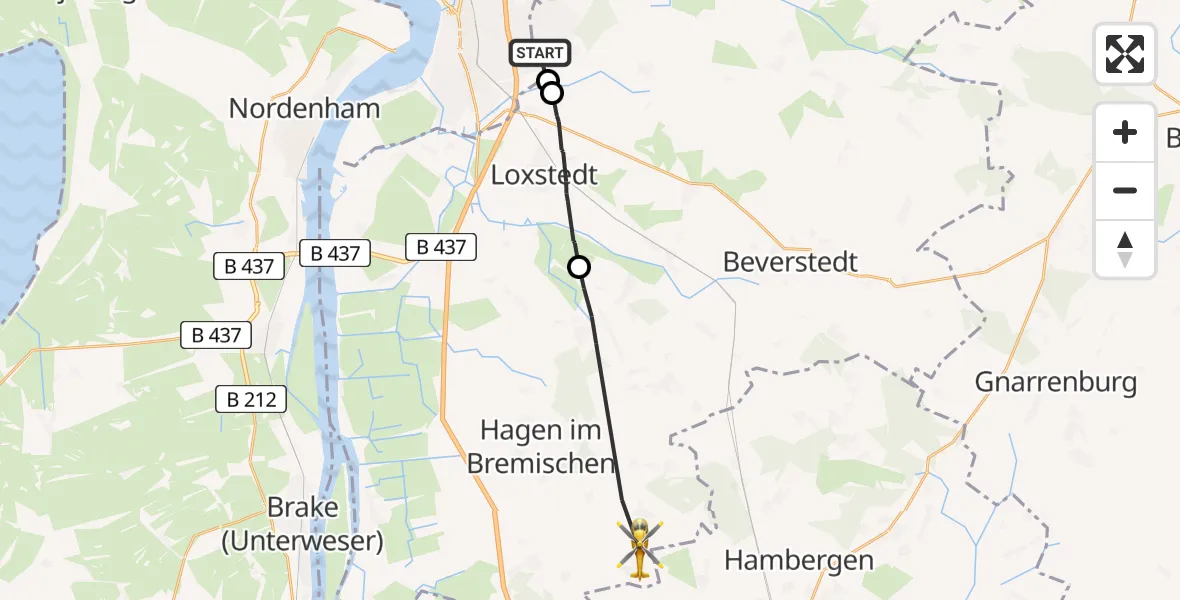 Flugroute Rettungshubschrauber Bremerhaven - Hagen im Bremischen, 02 Juni 2026, 09:09