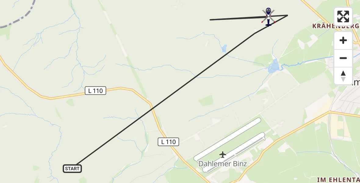 Flugroute Polizeihubschrauber Dahlem - Dahlem, 02 Juni 2026, 09:09
