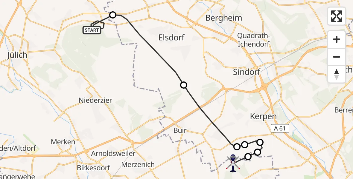 Flugroute Polizeihubschrauber Titz - Militärflugplatz Nörvenich, 02 Juni 2026, 09:14