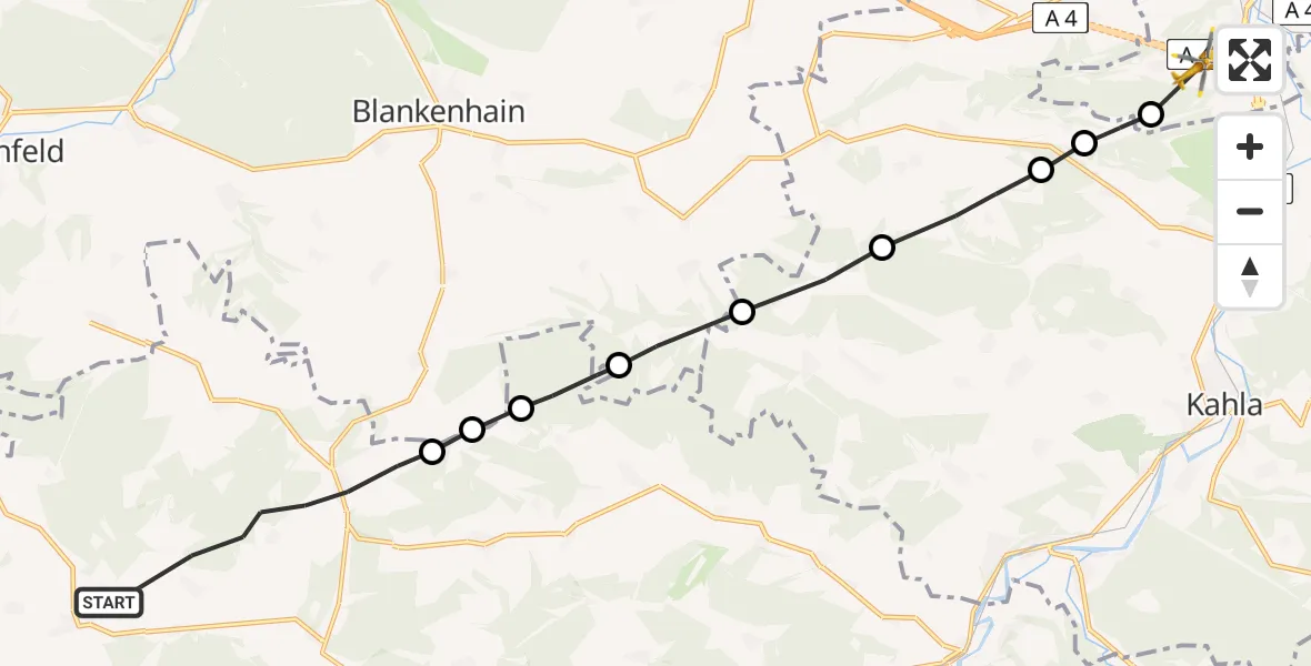Flugroute Rettungshubschrauber Rudolstadt - Jena, 02 Juni 2026, 09:33