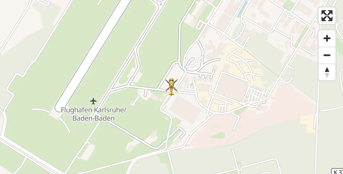 Flugroute Ambulanzhubschrauber Karlsruhe Baden-Baden Flughafen - Karlsruhe Baden-Baden Flughafen, 02 Juni 2026, 10:12