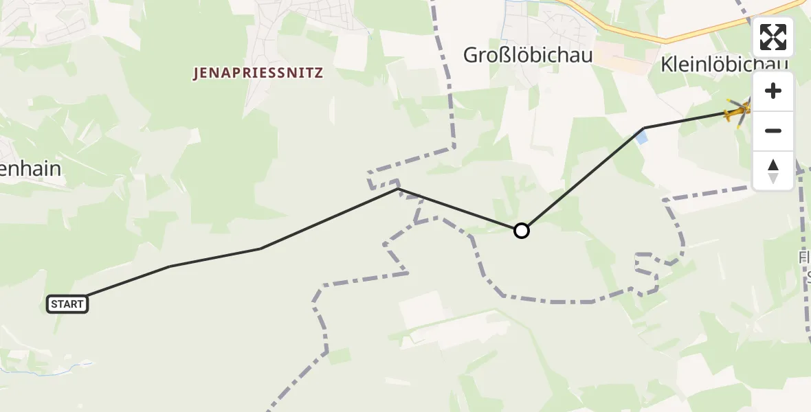 Flugroute Rettungshubschrauber Jena - Großlöbichau, 02 Juni 2026, 10:33