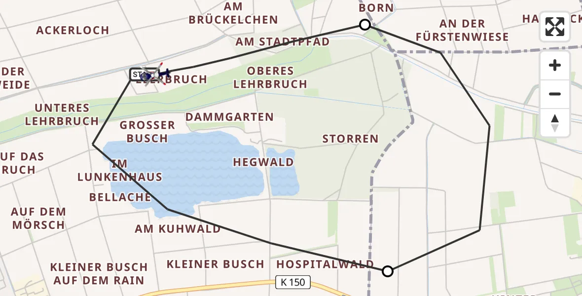 Flugroute Polizeihubschrauber Riedstadt - Riedstadt, 02 Juni 2026, 11:19