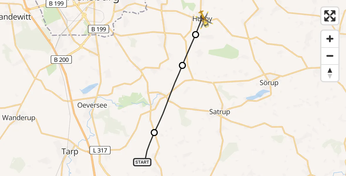 Flugroute Rettungshubschrauber Havetoft - Husby, 02 Juni 2026, 11:25