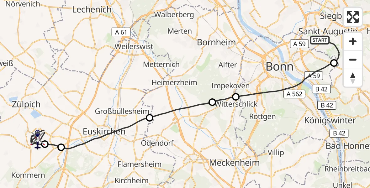 Flugroute Polizeihubschrauber Sankt Augustin - Zülpich, 02 Juni 2026, 11:27