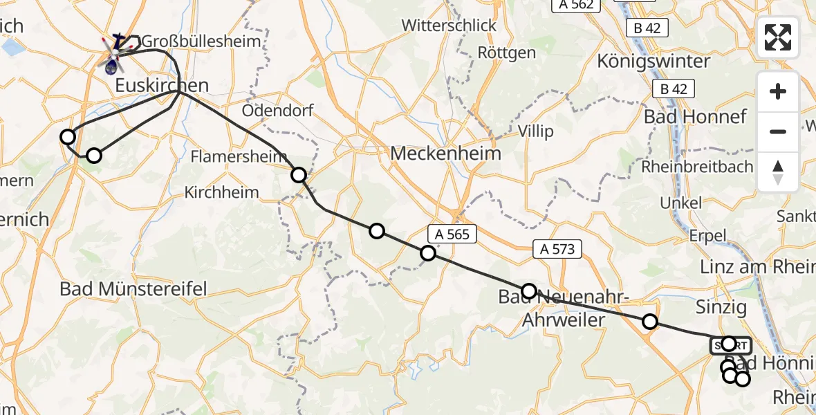 Flugroute Polizeihubschrauber Sinzig - Euskirchen, 02 Juni 2026, 11:32
