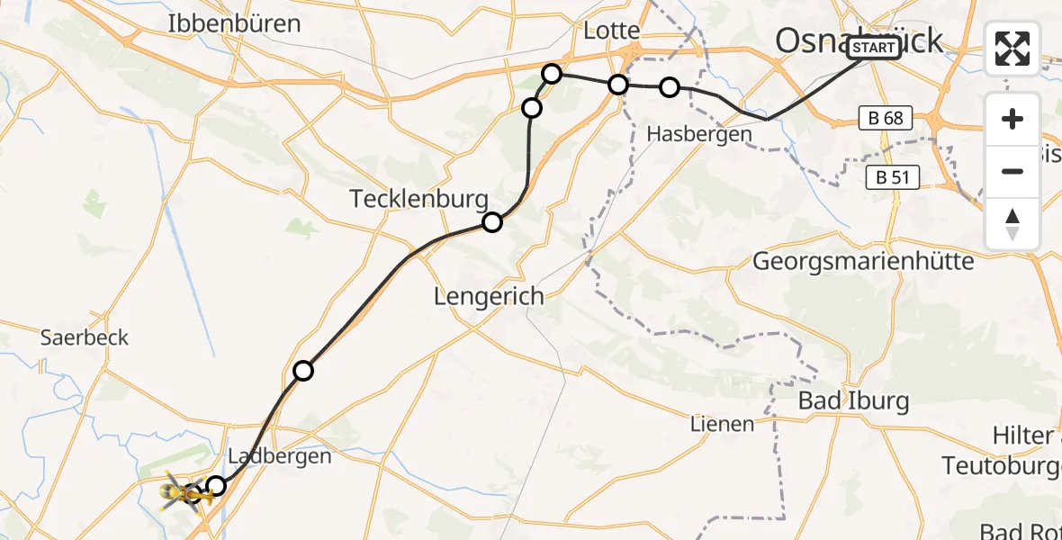 Flugroute Ambulanzhubschrauber Osnabrück - Christoph  Westfalen-ADAC, 02 Juni 2026, 11:42