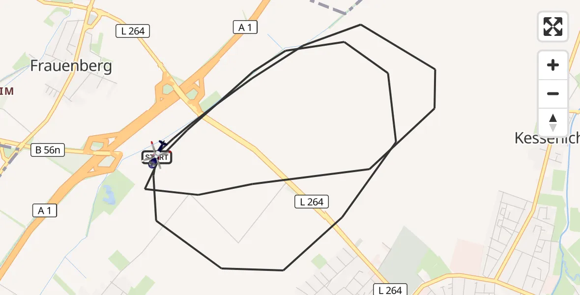 Flugroute Polizeihubschrauber Euskirchen - Euskirchen, 02 Juni 2026, 11:59