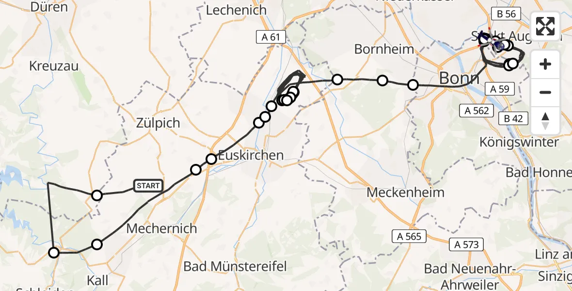 Flugroute Polizeihubschrauber Mechernich - Sankt Augustin, 02 Juni 2026, 12:00