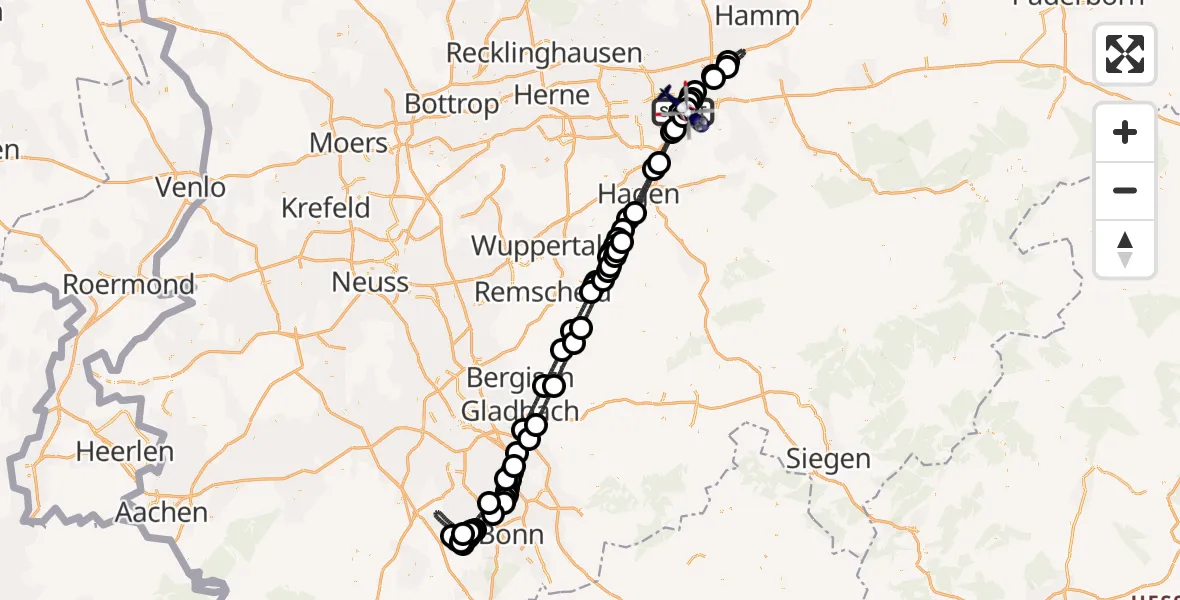 Flugroute Polizeihubschrauber Dortmund Flughafen - Dortmund Flughafen, 02 Juni 2026, 12:08