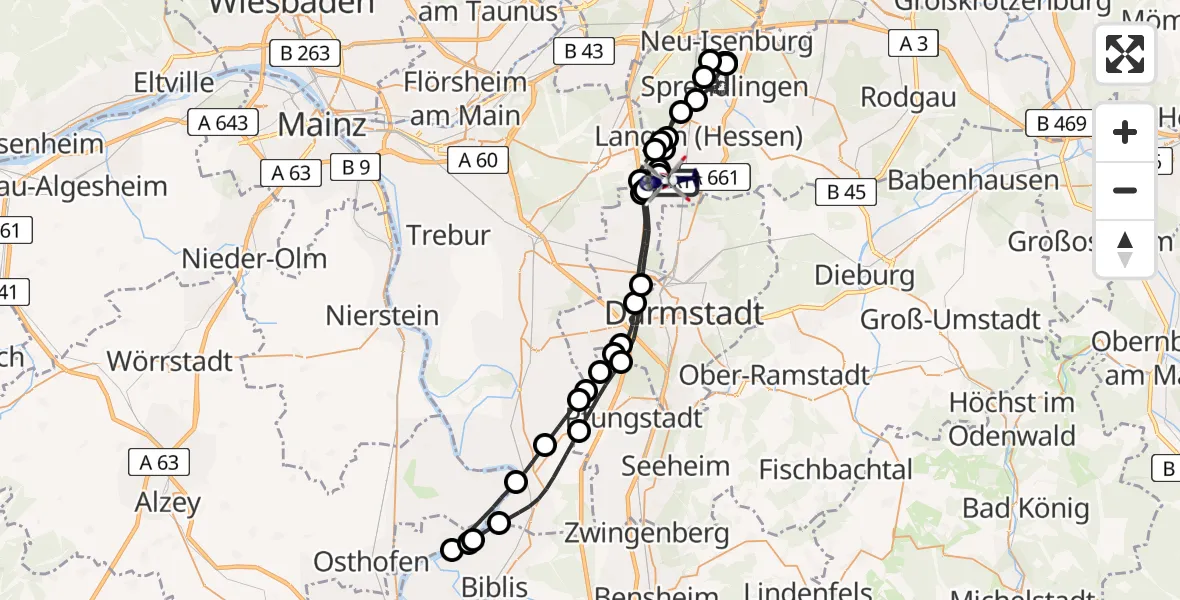 Flugroute Polizeihubschrauber Flughafen Frankfurt-Egelsbach - Flughafen Frankfurt-Egelsbach, 02 Juni 2026, 12:25