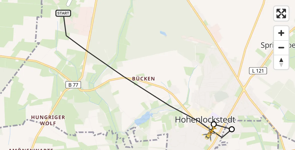 Flugroute Rettungshubschrauber Hohenlockstedt - Hohenlockstedt, 02 Juni 2026, 13:58