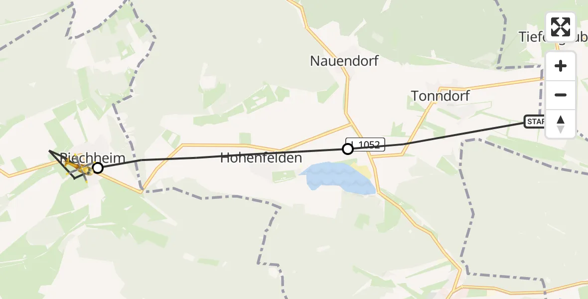 Flugroute Ambulanzhubschrauber Tonndorf - Elleben, 02 Juni 2026, 14:19