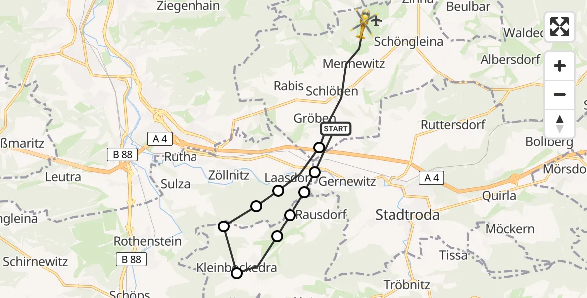 Flugroute Rettungshubschrauber Schlöben - Schlöben, 02 Juni 2026, 14:36