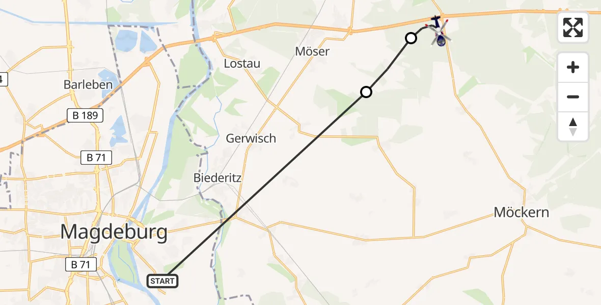 Flugroute Polizeihubschrauber Magdeburg - Burg, 02 Juni 2026, 14:43