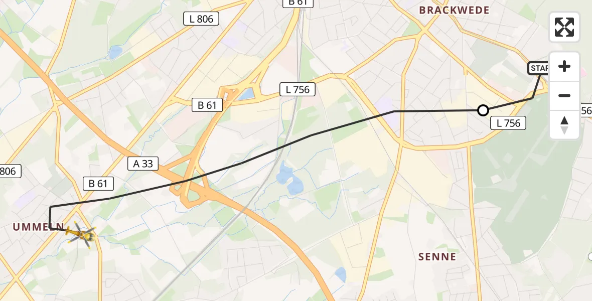 Flugroute Rettungshubschrauber Luftrettungszentrum Bielefeld - Bielefeld, 02 Juni 2026, 15:03