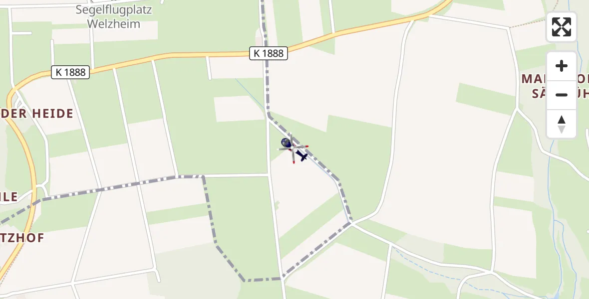 Flugroute Polizeihubschrauber Alfdorf - Alfdorf, 02 Juni 2026, 15:11