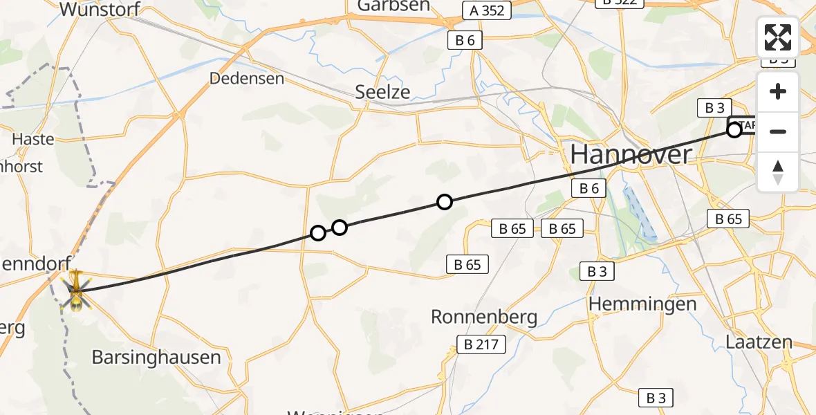 Flugroute Rettungshubschrauber Hannover Luftrettung Hubschrauberlandeplatz (Christoph 4) - Barsinghausen, 02 Juni 2026, 15:59