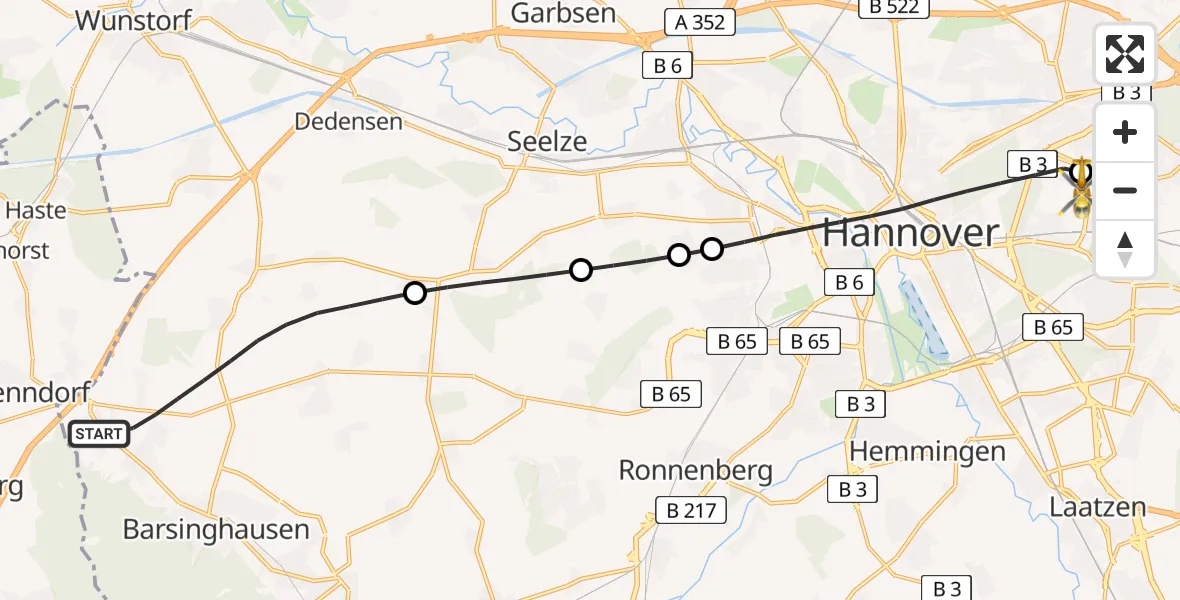 Flugroute Rettungshubschrauber Barsinghausen - Hannover Luftrettung Hubschrauberlandeplatz (Christoph 4), 02 Juni 2026, 16:22