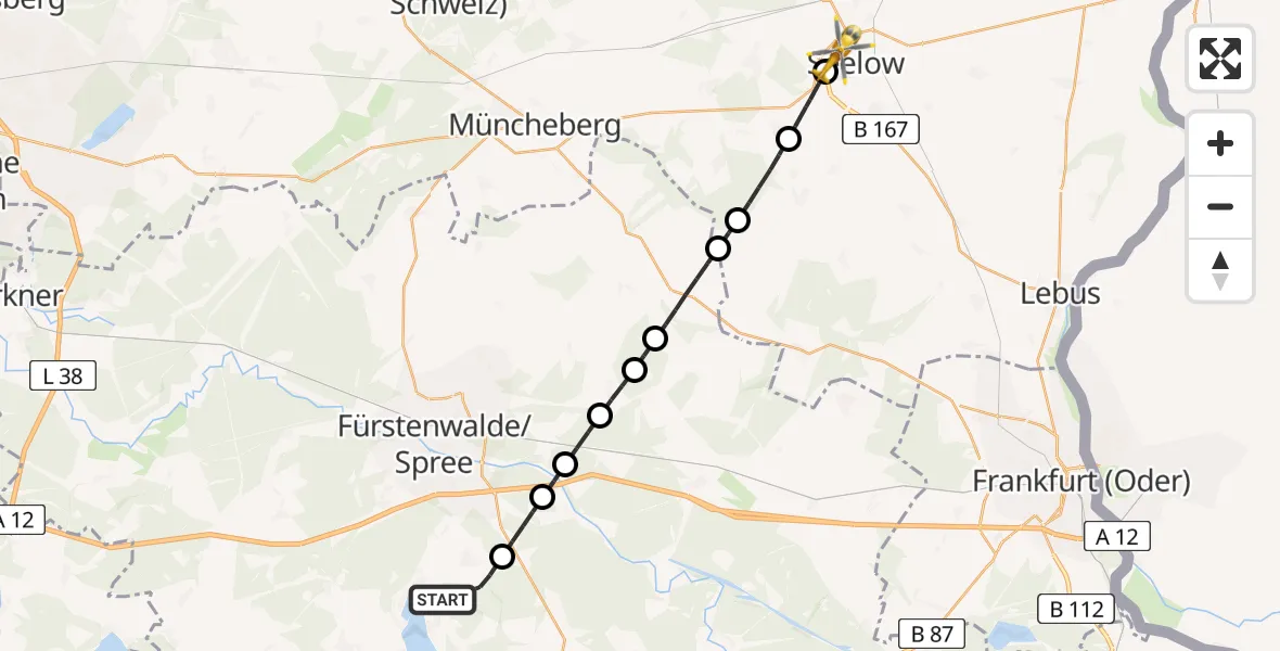 Flugroute Rettungshubschrauber Bad Saarow - Seelow, 02 Juni 2026, 16:52