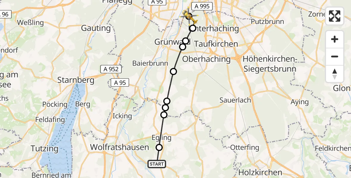 Flugroute Rettungshubschrauber Dietramszell - ADAC Air Rescue Center Hubschrauberlandeplatz (Christoph 1), 02 Juni 2026, 17:31