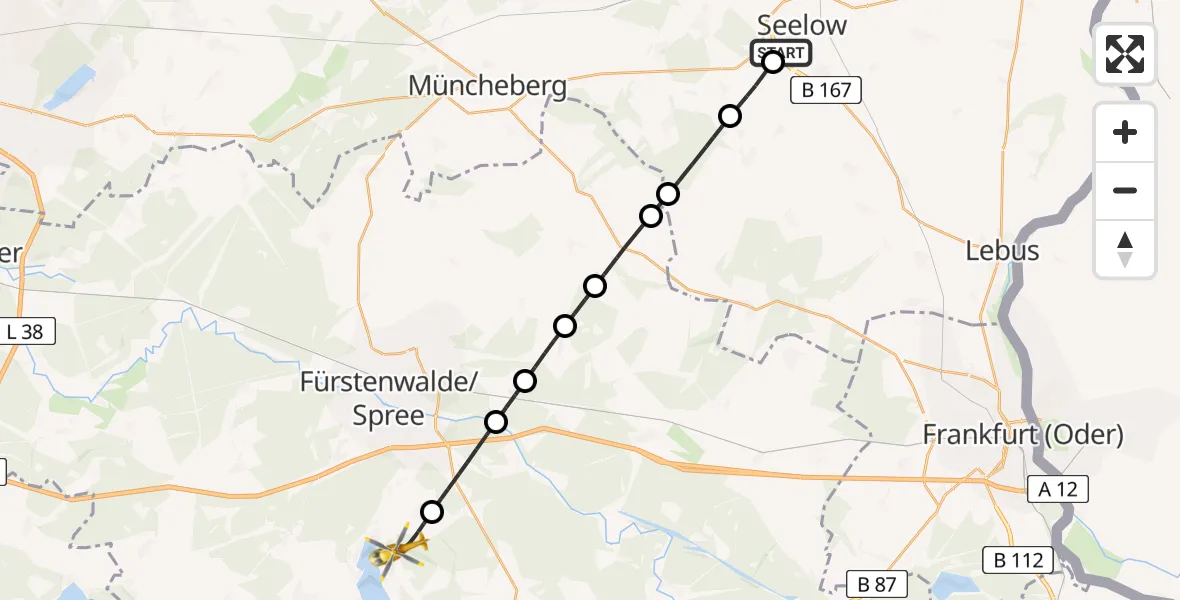 Flugroute Rettungshubschrauber Seelow - Bad Saarow, 02 Juni 2026, 17:34