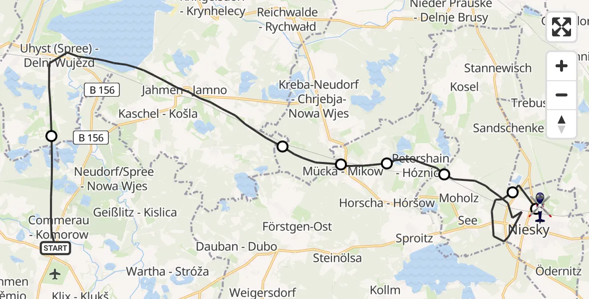 Flugroute Polizeihubschrauber Großdubrau - Niesky, 02 Juni 2026, 17:48