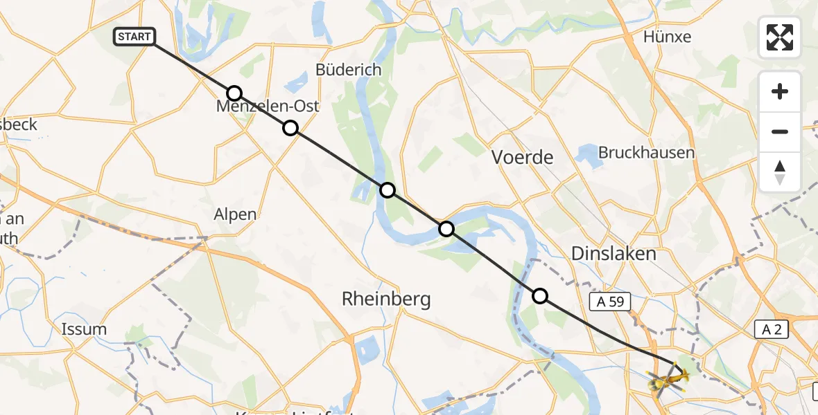 Flugroute Rettungshubschrauber Xanten - Duisburg, 02 Juni 2026, 17:51