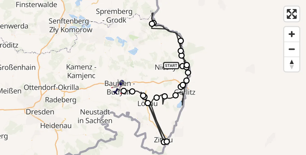 Flugroute Polizeihubschrauber Horka - Bautzen, 02 Juni 2026, 18:09
