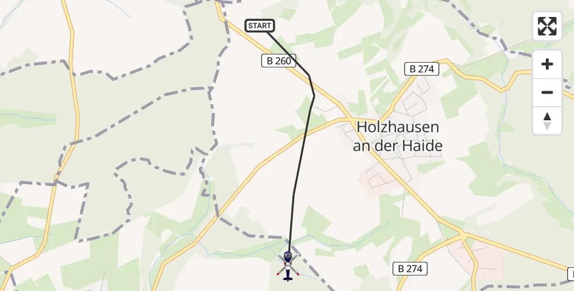 Flugroute Polizeihubschrauber Holzhausen an der Haide - Buch, 02 Juni 2026, 19:03