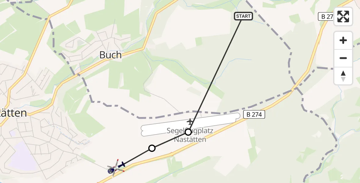 Flugroute Polizeihubschrauber Buch - Nastätten, 02 Juni 2026, 19:07