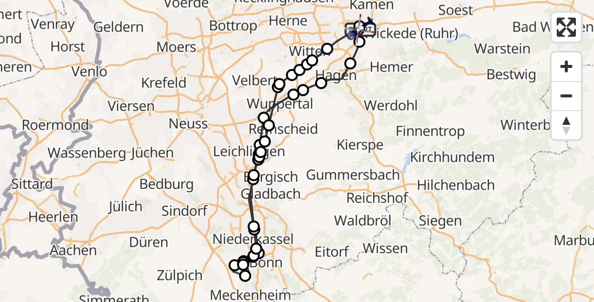 Flugroute Polizeihubschrauber Dortmund Flughafen - Dortmund Flughafen, 02 Juni 2026, 20:16