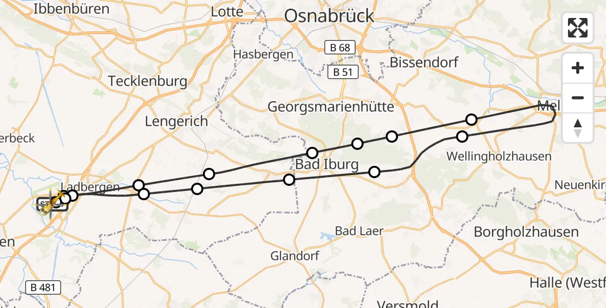 Flugroute Ambulanzhubschrauber Christoph  Westfalen-ADAC - Christoph  Westfalen-ADAC, 03 Juni 2026, 04:03