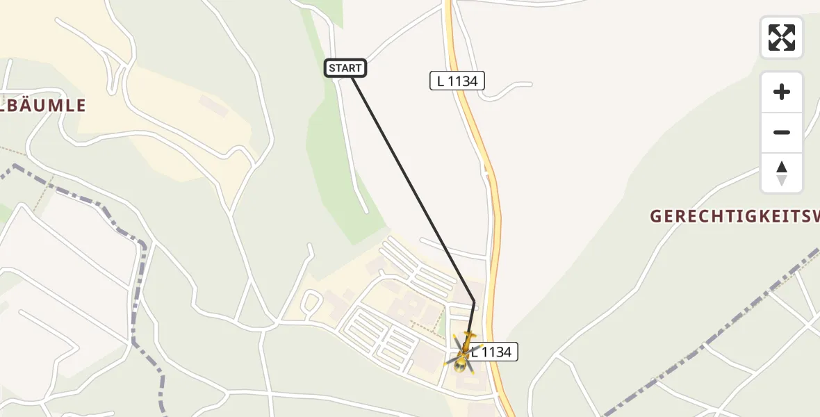 Flugroute Rettungshubschrauber Mönsheim - Mönsheim, 03 Juni 2026, 05:18