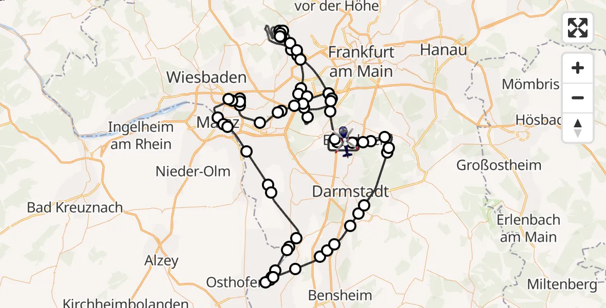Flugroute Polizeihubschrauber Flughafen Frankfurt-Egelsbach - Flughafen Frankfurt-Egelsbach, 03 Juni 2026, 05:58