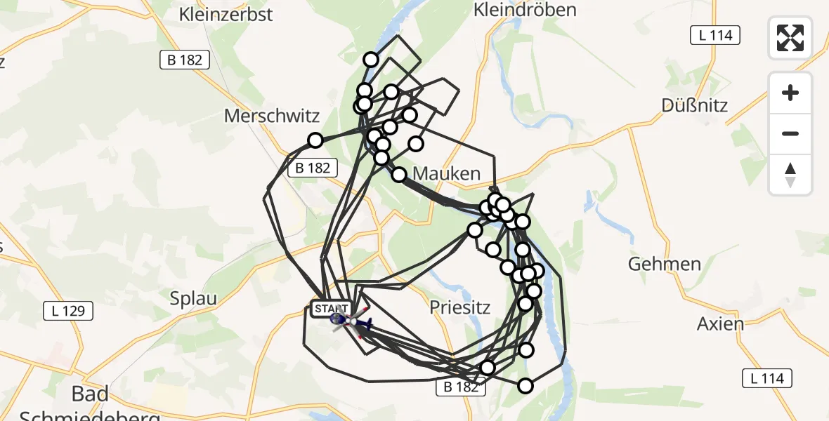 Flugroute Polizeihubschrauber Bad Schmiedeberg - Bad Schmiedeberg, 03 Juni 2026, 07:52