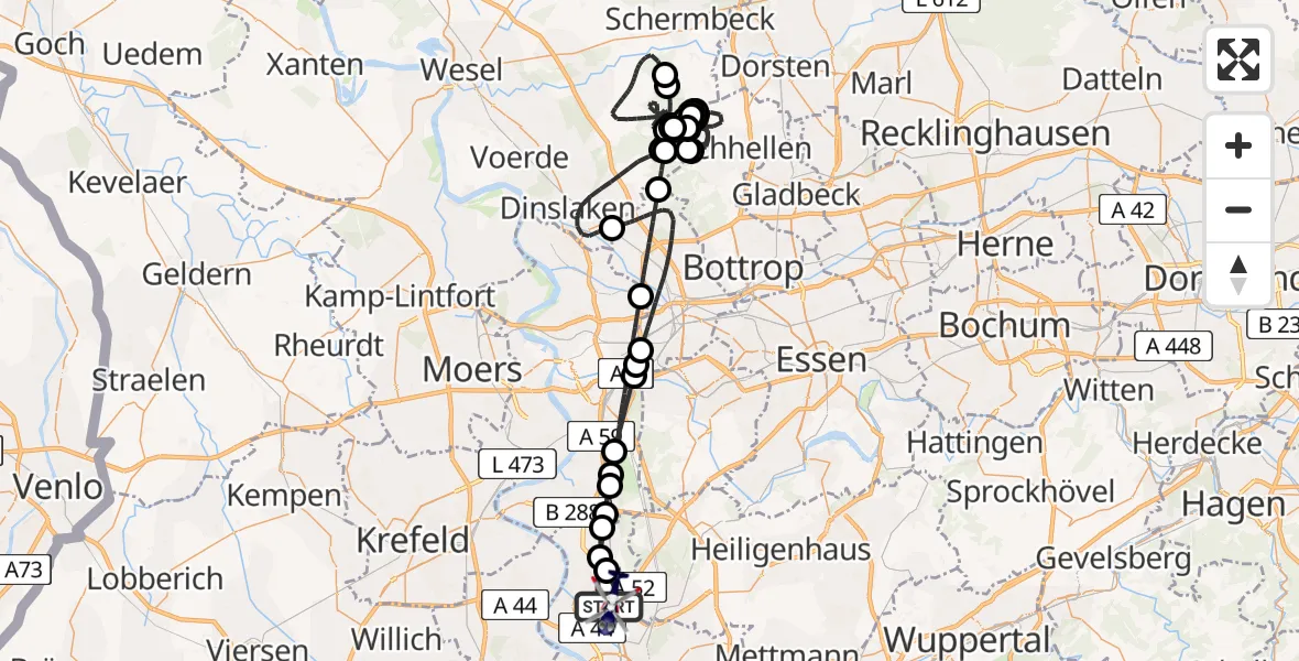 Flugroute Polizeihubschrauber Düsseldorf Flughafen - Düsseldorf Flughafen, 03 Juni 2026, 07:53