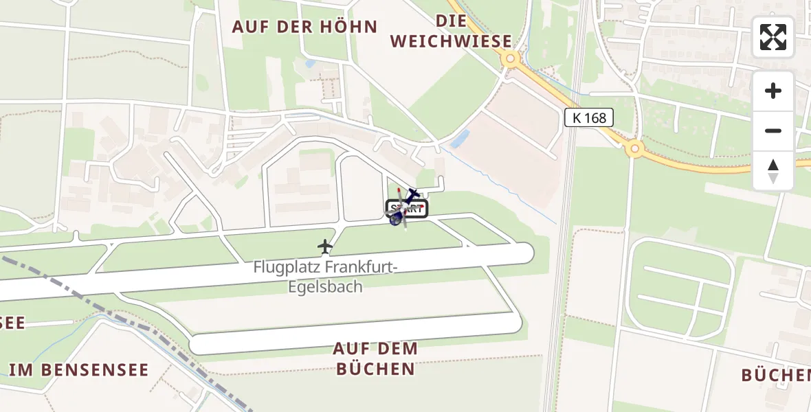 Flugroute Polizeihubschrauber Flughafen Frankfurt-Egelsbach - Flughafen Frankfurt-Egelsbach, 03 Juni 2026, 08:09